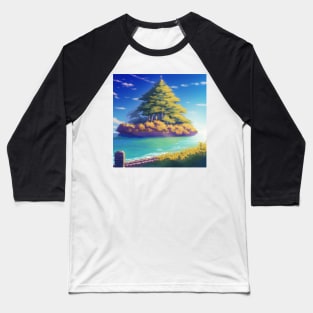 A painting of a small island with a tree on top of it Baseball T-Shirt